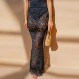 Dahlia™ | Set floreale all'uncinetto con gonna lunga