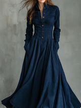 Robe Maxi Élégante Boutonnée