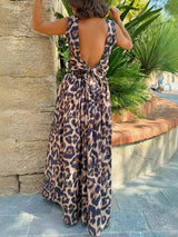 Amélia™ | Ensemble deux pièces imprimé léopard avec dos nu