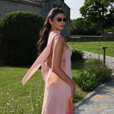 Solène™ | Robe longue dos nu au drapé satiné